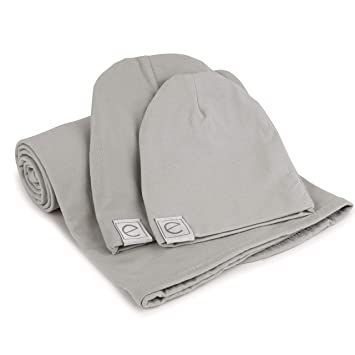 Ely's & Co Jersey Cotton Swaddle Blanket & Baby Hat - Grey