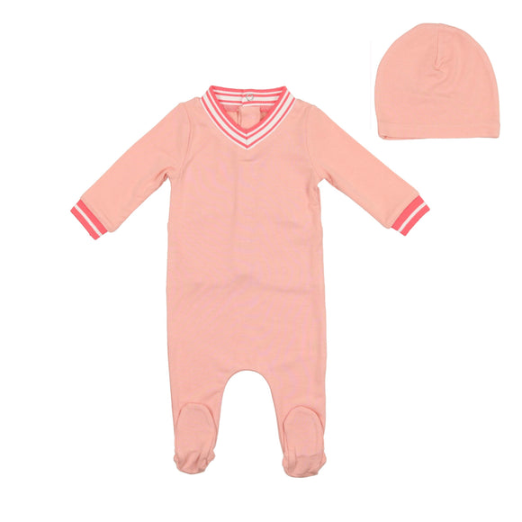 Bee & Dee Varsity Collection Footie with Beanie-Rose Varsity