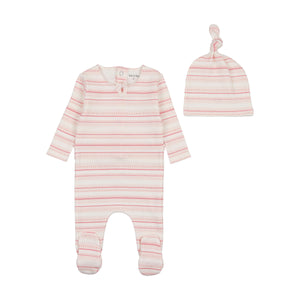 Bee & Dee Alphastripes Footie & Beanie-Girls