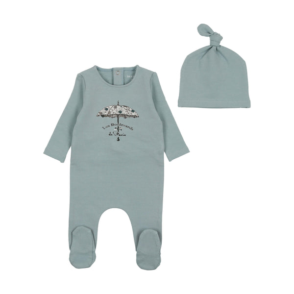 Bee & Dee Antique Umbrella Footie with Beanie - Blue Stone Bee & Dee Antique Umbrella Footie with Beanie - Blue Stone