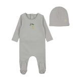 Bee & Dee Bead Applique Footie, Beanie, Blanket Set-Fortress