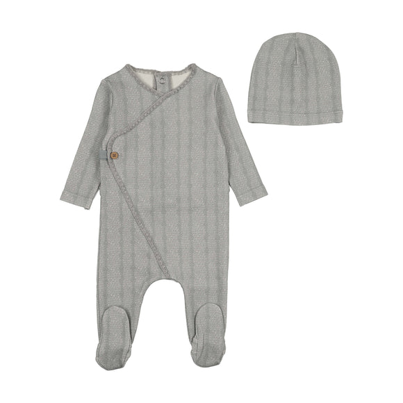Bee & Dee Cable Stitch Wrap Footie/Beanie-Dusty Blue