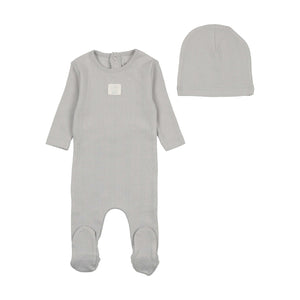 Bee & Dee Pointelle Carriage Footie/Beanie-Powder Blue