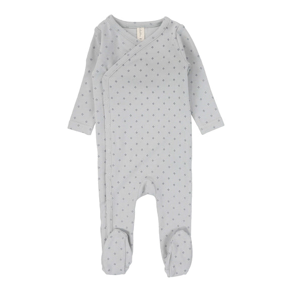 Lil Leg Diamond Dot Footie & Hat Set Pale Blue