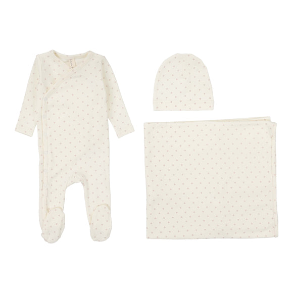 Lil Leg Dotted Layette Set Cream/Blue