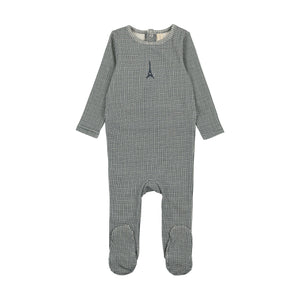 Lil Leg Gingham print blue footie