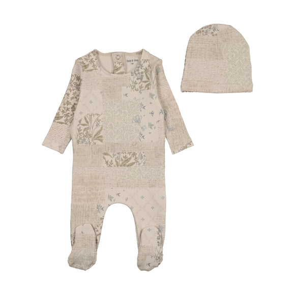 Bee & Dee Organic Paper Print Footie/Beanie-Boys Print