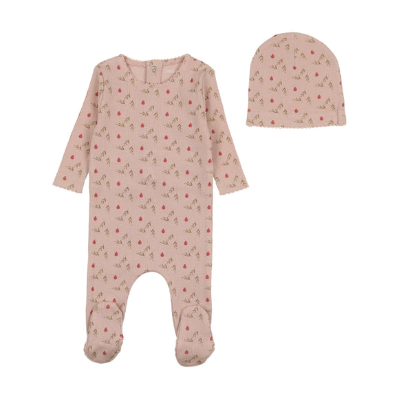 Bee & Dee Pomegranate Rib Footie/Beanie-Tea  Rose