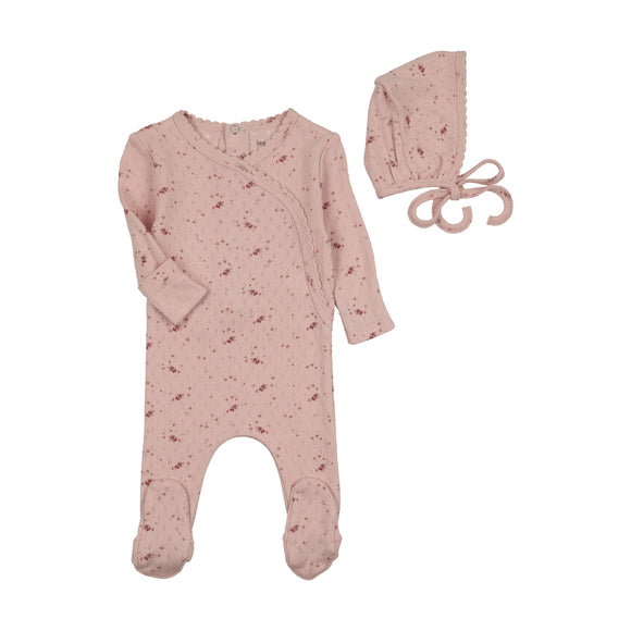 Bee & Dee Pretty Petals Footie/Bonnet-Pearly Pink