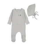 Bee & Dee Rattles Pointelle Footie, Bonnet, Blanket Sky Blue