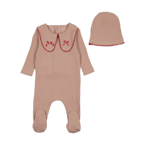 Bee & Dee Rope on Rib Footie/Beanie-Dusty Pink