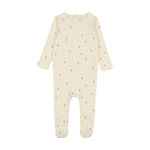 Lil Leg Scattered Cherry Footie Ivory/Red