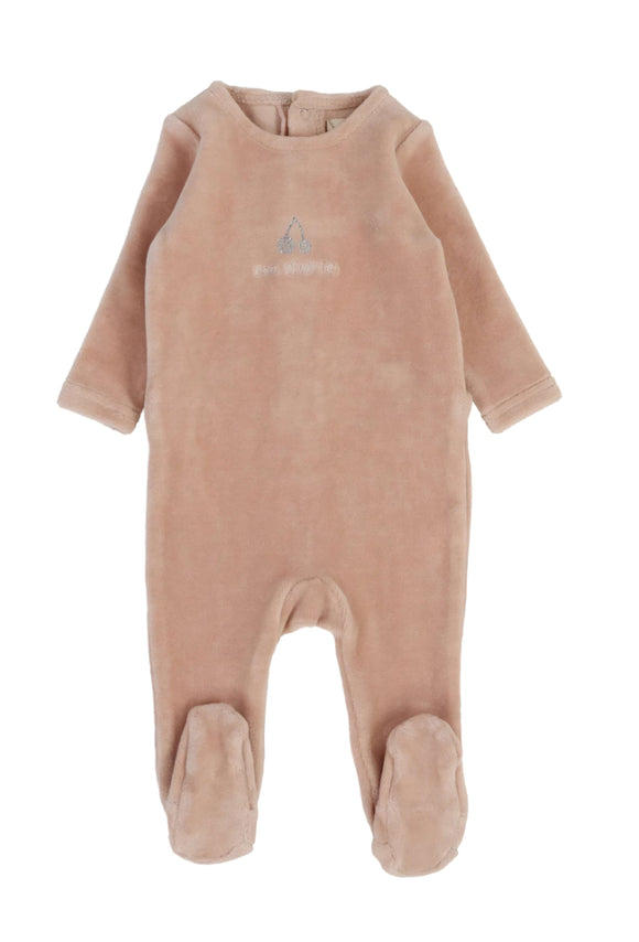 Lil Leg Velour Classic Footie Dusty Pink