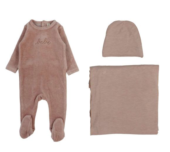 Lil Leg Velour Bebe Layette Set Heather Pink