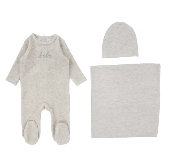 Lil Leg Velour Bebe Layette Set Heather Oatmeal