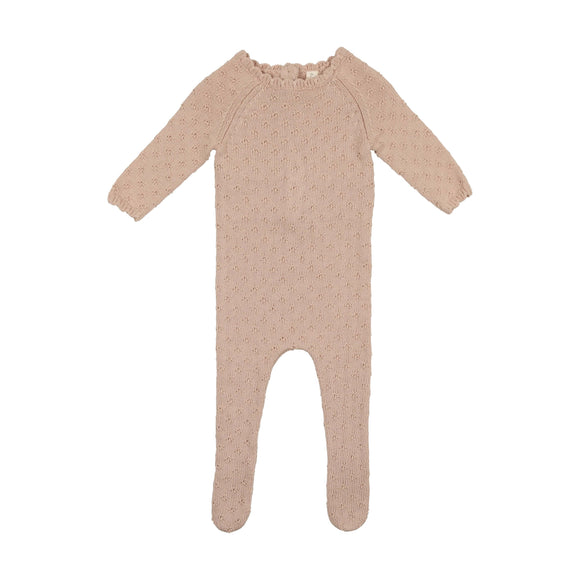 Lil Leg Vintage Knit Petal Pink Footie