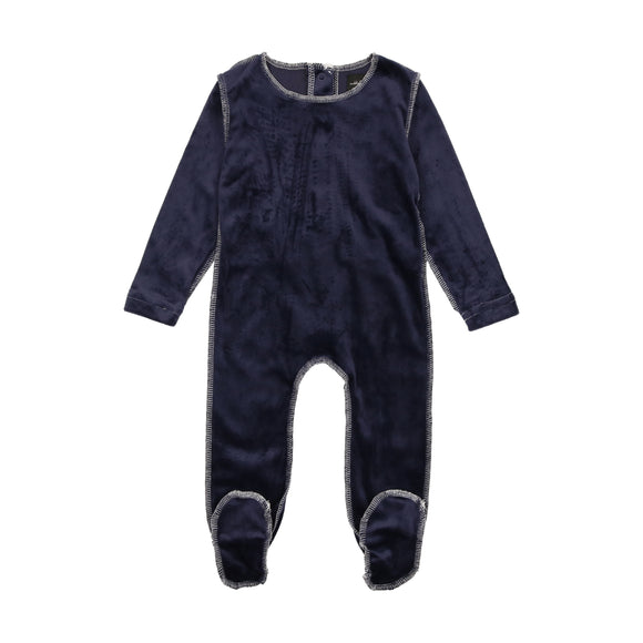 Cuddle & Coo Navy Velour Stitched Stretchie