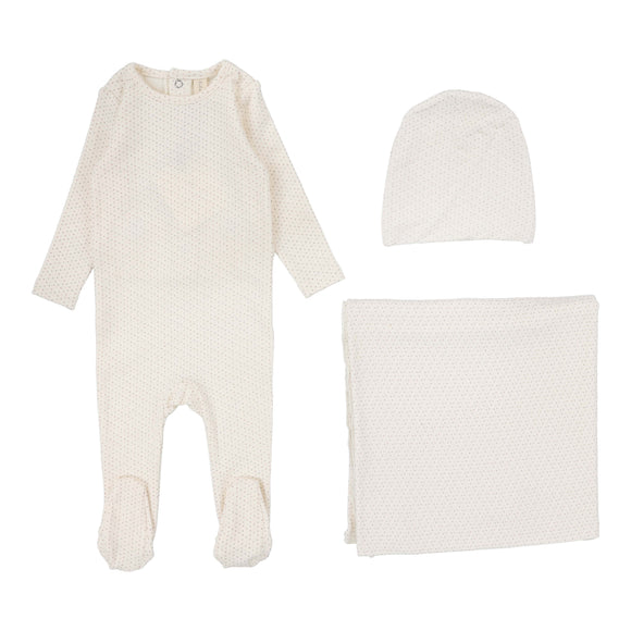 Lil Leg Dotted Layette Set Cream/Pink