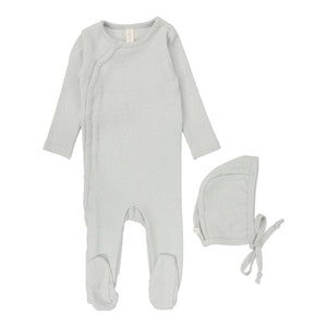 Lil Leg Speckled Light Blue Footie, Hat, & Blanket Set