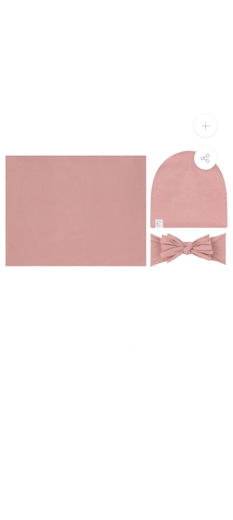 Ely's & Co Jersey Cotton Swaddle Blanket, Baby Hat and Headband - Dusty Rose