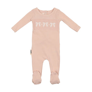 Maniere Smocked Bow Pale Pink Footie