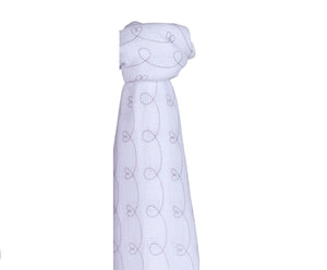Ely's & Co Cotton Muslin Swaddle Blanket: Lavender Hearts